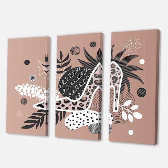 Designart - Leopard High-Heeled Shoes Tropical Leaves